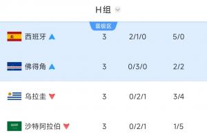 H组3轮战罢仅西班牙一队有过胜绩,为世界杯上第四次出现配图