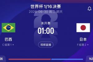 巴西vs日本赔率：90分钟巴西胜1.7，打平3.7，日本胜5.25配图