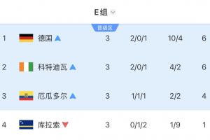 死亡之组X2!E组4队全出局:德国遭爆冷,科特迪瓦、厄瓜多尔输球配图