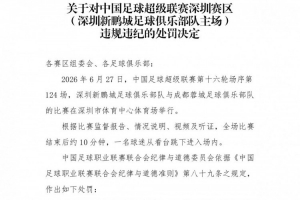 官方：深圳新鹏城主场赛后一球迷从看台跳入场内，深圳赛区被警告配图