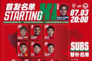 云南玉昆VS河南俱乐部彩陶坊 首发及替补队员名单配图