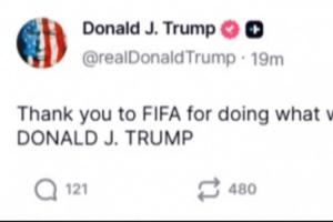 特朗普：感谢FIFA做了正确的事，纠正了这一重大不公配图