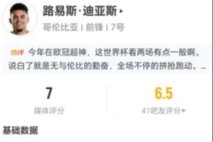 迪亚斯本场3射1正+15丢失球权+3关键传球 18对抗7成功 获评7分配图