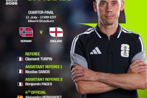 FIFA官方：蒂尔潘＆法国裁判组执法世界杯1/4决赛挪威vs英格兰配图