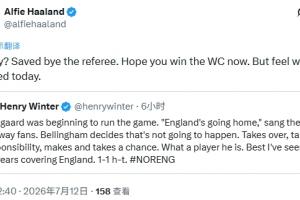 继续开炮！哈兰德父亲：裁判救了英格兰，感觉我们今天被抢劫了配图