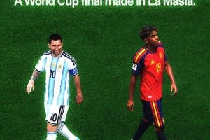 ESPN社媒晒梅西、亚马尔海报：拉玛西亚造就的世界杯决赛配图